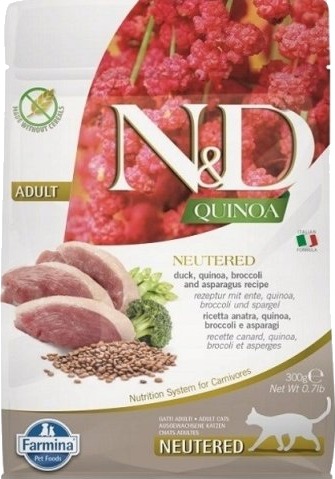 Farmina N&D Quinoa Adult Neutered And Brokkoli Asparges Tørrfôr 300 G