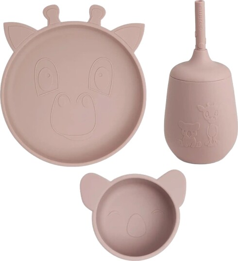 Nuuroo Dian Silicone Dinner Set 3 Pack Pink ONE SIZE Nuuroo Dian Silicone Dinner Set 3 Pack Pink ONE SIZE