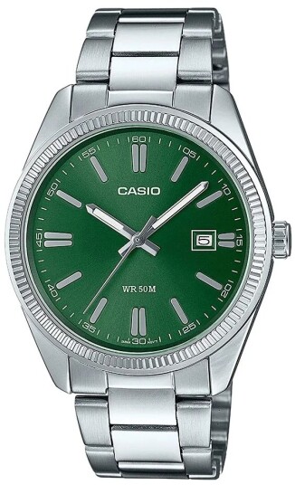 Casio Herreklokke MTP 1302PD 3AVEF Analogic Grønn/Stål Ø38.5 mm