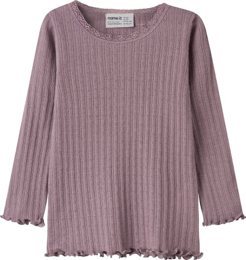name it Nmfwossa Wo/Si Rib Ls Top - Purple - 98