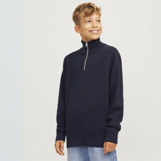 Jack & Jones Junior Genser jprBlamilano Stitch Knit Half Zip Blå