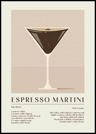 Espresso Martini Plakat Plakat / 70x100cm