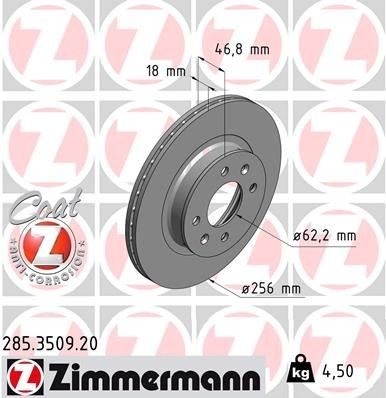 Bremseskive ZIMMERMANN 285.3509.20