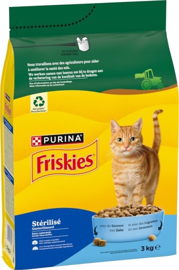 Friskies Tørrfôr Purina Sterilised Cat Med Laks Tunfisk Og Grønnsaker Sparepakke 2 X 3 kg