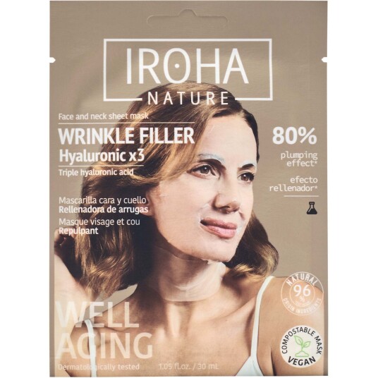 Iroha Nature Wrinkle Filler Hyaluronic Face & Neck Sheet Mask