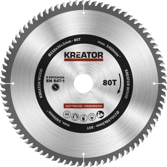 Kreator Sirkelsagblad 80 Tenner Ø250mm