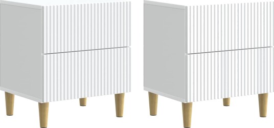  Nattbordskap 2 pcs Hvit 43 x 34,5 x 48 cm Konstruert tre