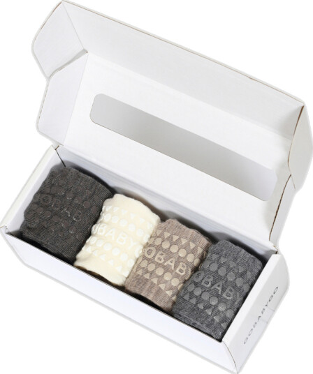 GoBabyGo Sokker i Ull 4 pk Combo box Brown/ Snow/ Sand/ Grey