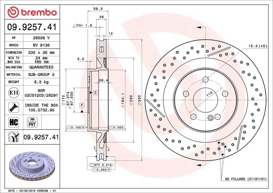 Bremseskive BREMBO 09.9257.41