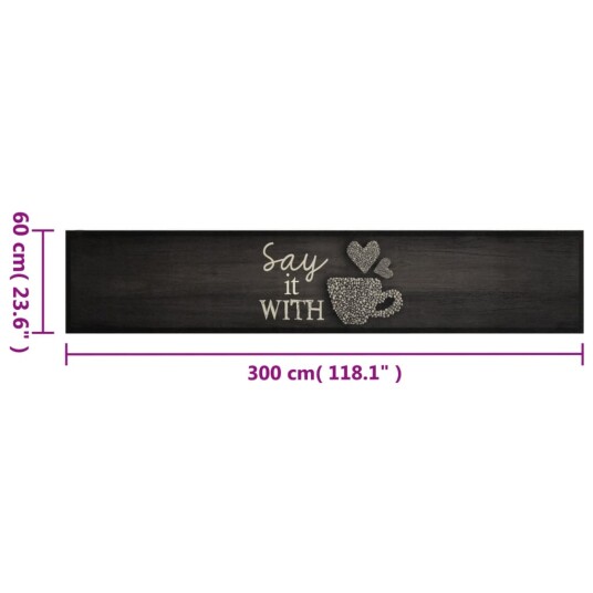 Kjøkkenteppe vaskbar Cup svart 60x300 cm fløyel 8721012918719