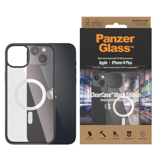 PanzerGlass iPhone 14 Plus ClearCase AntiBakteriell MagSafe Svart