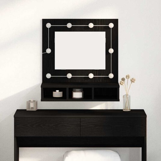 Black Oak Vanity Unit Svart eik Tre Medium Speil Black Oak Vanity Unit Svart eik Tre Medium Speil