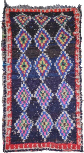 Marokkansk Boucherouite teppe 265 x 140 cm