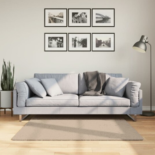 Teppe HUARTE kort luv mykt og vaskbart sand 120x120 cm
