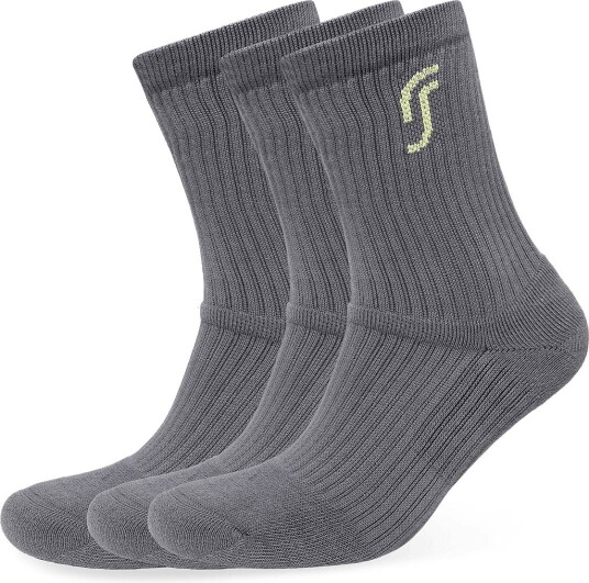 RS Sports Cushioned Performance Socks 3 Pack (Deep Grey/Ace Yellow,43 46,Par) DEEP GREY/ACE YELLOW 34 38