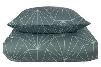 Borg Living Sengetøy dobbeldyne - 200x200 cm - 100% Bomullssateng - Hexagon grønn