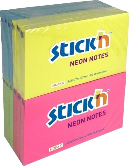 Notesblok 76X127mm 100 Blad 12 Pakke Assorteret Neon
