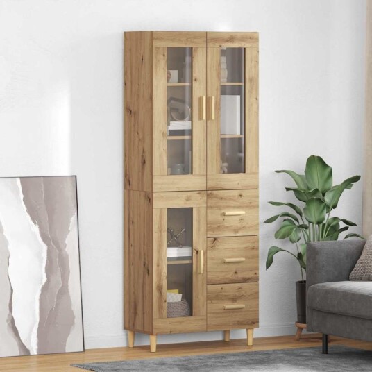 Høyskap med skuff Artisan Eik 69,5 x 34 x 180 cm Konstruert tre