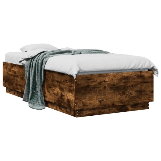Sengeramme med LED-lys røkt eik 75x190 cm konstruert tre 8721012274068