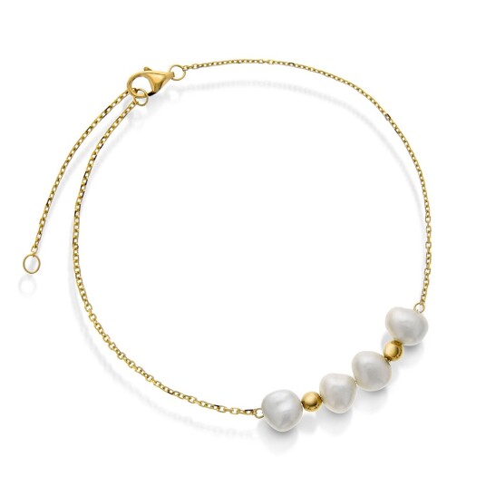 Pan Jewelry Armbånd i 585 gult gull med ferskvannsperler