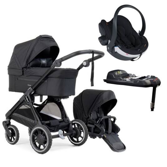 Barnevognpakke Komplett Emmaljunga Sento Flat All Black +  Besafe iZi Go Modular X2 Ink. Base
