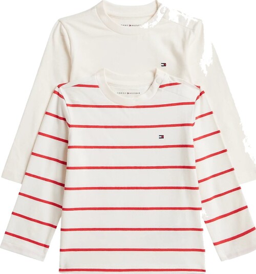 Tommy Hilfiger Gensere 2 pack Off White Striper Tommy Hilfiger 1 år (80) Genser Hvit Rød