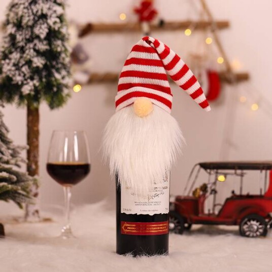 Trekk til flaske juletrekk Nissefar med stripete lue