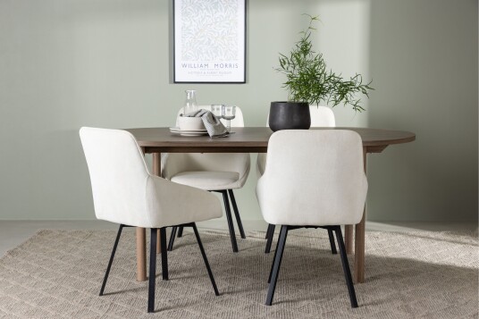 Venture Home Andy Spisegruppe 180 cm Oval med 4 Rosie Stoler Beige
