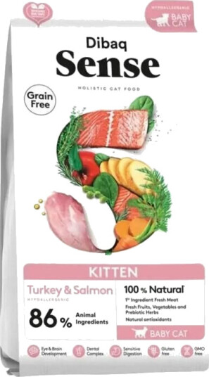 Dibaq Sense Grain Free Tørrfôr til Kattunger med Tyrkia & Laks 1,5 kg Dibaq Sense Grain Free Tørrfôr til Kattunger med Tyrkia & Laks 1,5 kg
