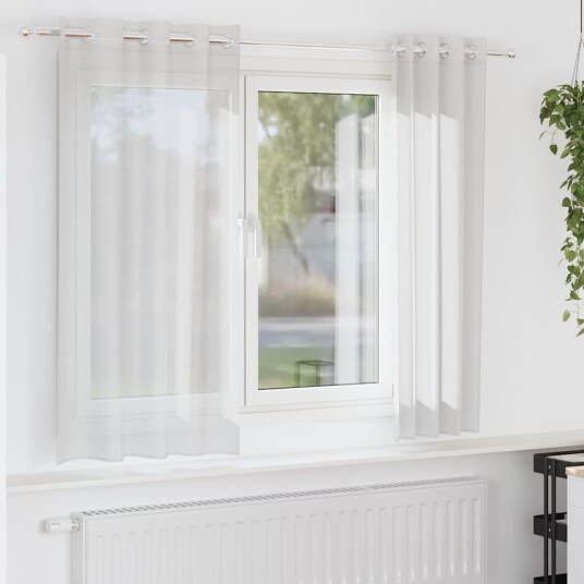 Voilegardiner med grommets 2 stk hvit 8721158551665