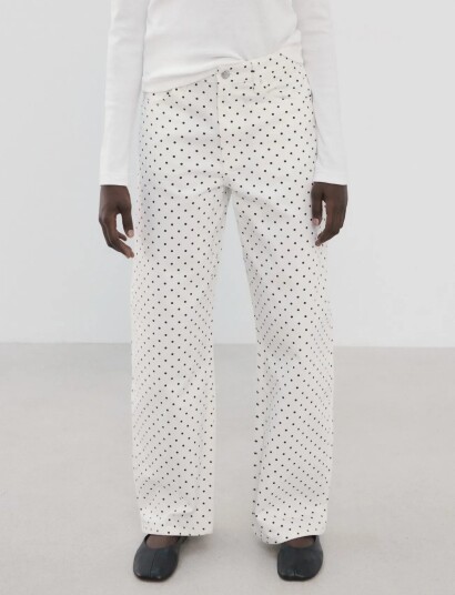 Mango Polka Dot Balloon Jeans   White   32