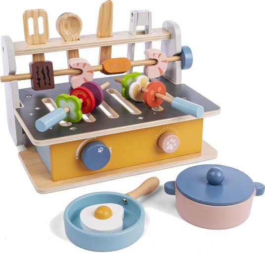 VN Toys 3-2-6 Komfyr & Grill I Tre Med Tilbehør 2-I-1 Lekekjøkken Fra 3 År