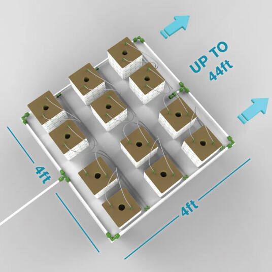 12 Planter Micro Drip Vanningssett for 20 cm Rockwool Kuber
