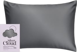 Silver Cloud Satin Silver Ion Infused Heart Pillowcase Charcoal