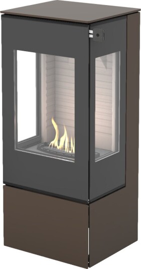 Nexo 100 mocca frittstående biopeis med sideglass og glassdør Nexo 100 mocca frittstående biopeis med sideglass og glassdør