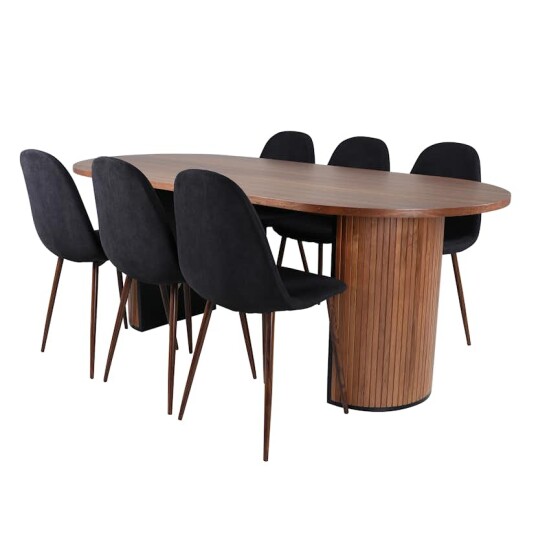 Venture Home Spisegruppe Venture Home Bianca Valnøtt med 6 Pobbie Stoler Polyester GR22186