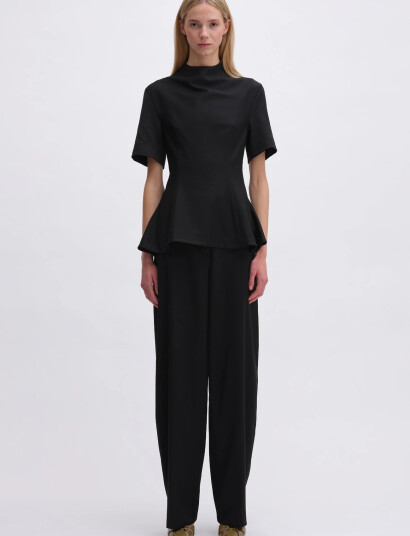 REMAIN Birger Christensen Suiting Peplum Top Black 40 REMAIN Birger Christensen Suiting Peplum Top Black 40