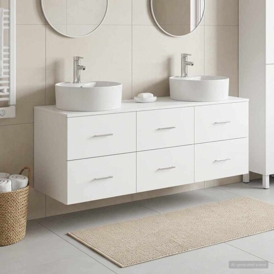 vidaXL Baderomsskapsett 3 stk. Hvit 62,5 x 44,5 x 50 cm Konstruert tre