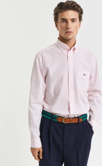 GANT Reg Classic Poplin Stripe Shirt   Pink   S