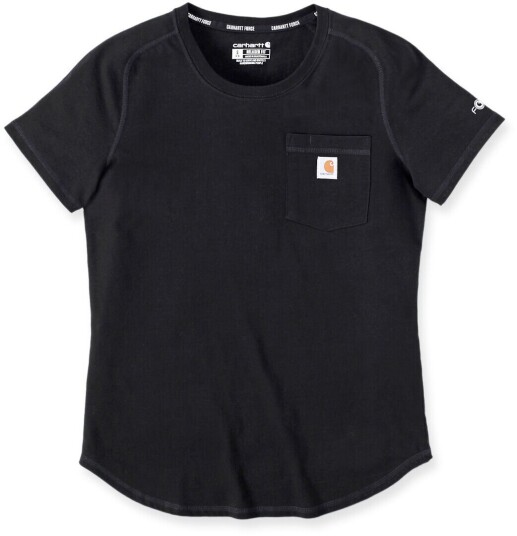 Carhartt Force Relaxed Fit Midweight Pocket T-skjorte til damer L Svart Carhartt Force Relaxed Fit Midweight Pocket T-skjorte til damer L Svart