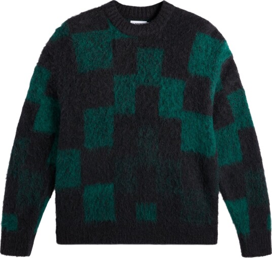 J. Lindeberg Hank Hairy Graphic Knit Crew Green M
