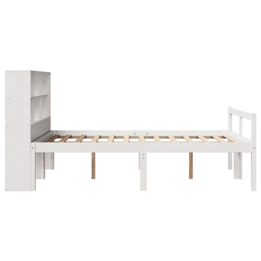 Seng med bokhylle uten madrass hvit 160x200 cm heltre furu 8721158608086