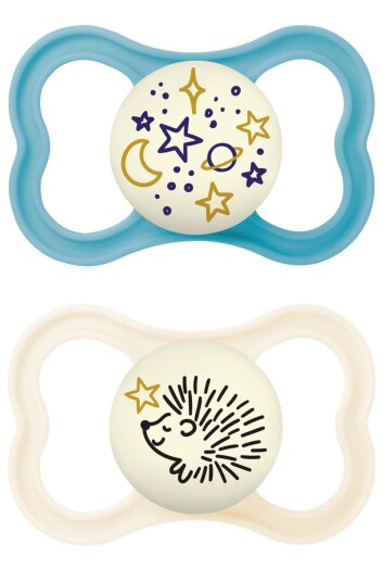 MAM Supreme Silikon Night Smokk 6-16m 2-pack Neutral/Blå