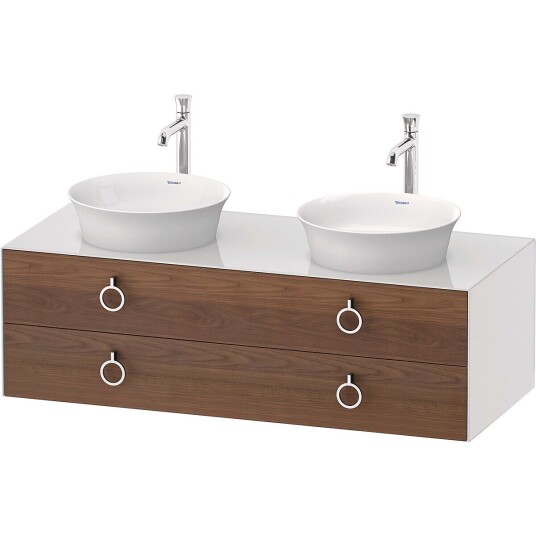 Duravit White Tulip Servantskap 2 skuf. 130x55x40,8 cm Valnøtt/Hvit Høyglans