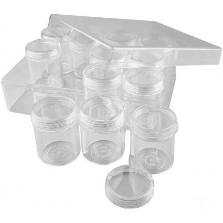 Diverse Akrylboks H: 47 mm dia 37 mm 35 ml 12 stk 1 sett