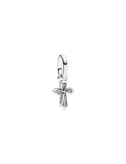 Pandora Cross Sterling Silver Mini Dangle With Clear Cubic Zirconia - Silver - ONE SIZE