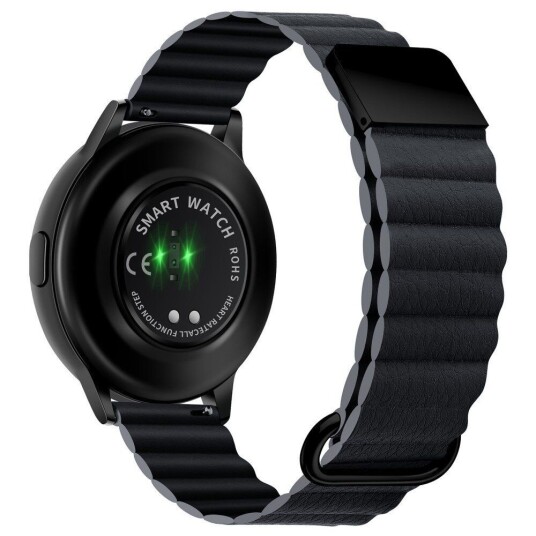 INCOVER Smartwatch-Rem 22mm Magnetisk Litchi-Skinn - Grå / Svart