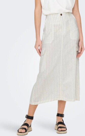 ONLY Onlmalfy Caro Linen Long Skirt Pnt White M