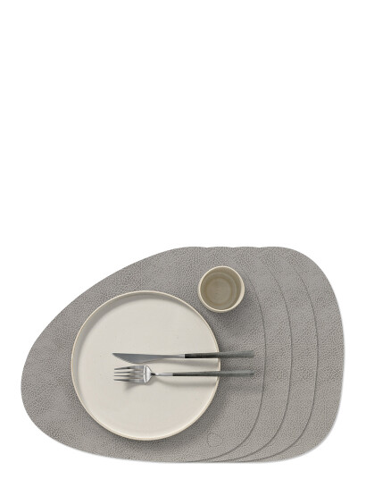 LIND DNA 4-Set Dækkeserviet Curve L Hippo - Grey - 37X44CM