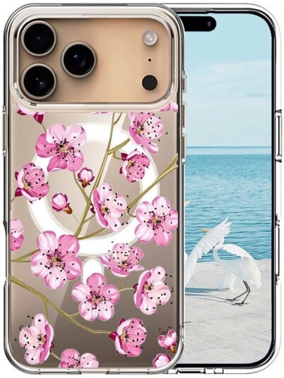 EIDERWOOD iPhone 17 Pro  Hybrid Plast Deksel – MagSafe-kompatibelt – Rosa Blomster